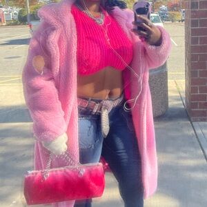 Fashion Nova Pink Teddy Jacket